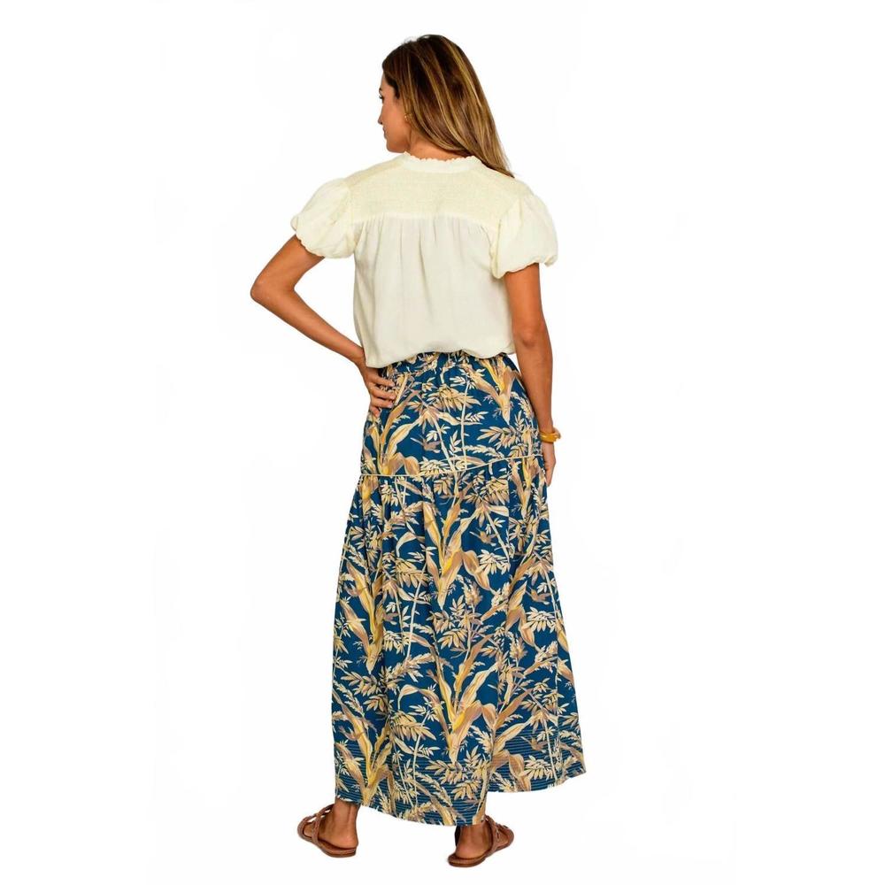NEW ELIZABETH JAMES THE LABEL phoebe maxi skirt in foliage - Picture 2 of 3